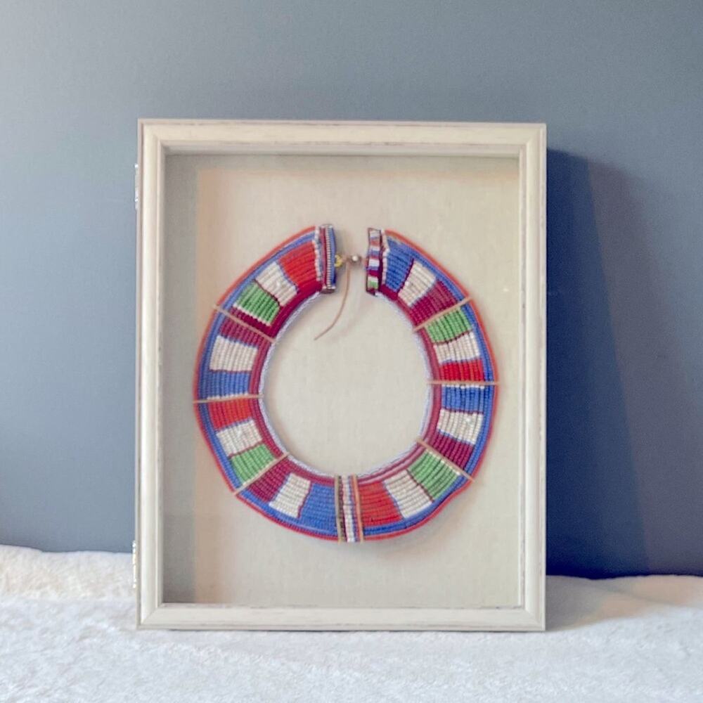 Vtg Handmade African Maasai Tribal Collar Bead Necklace Art Ceremonial - Picture 10 of 10
